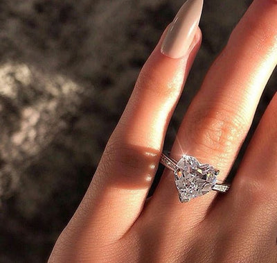 Ins best selling inlaid AAA zircon heart - shaped ring wish new European and American engagement party ring jewelry - NeraVault