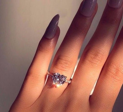 Ins best selling inlaid AAA zircon heart - shaped ring wish new European and American engagement party ring jewelry - NeraVault