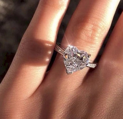 Ins best selling inlaid AAA zircon heart - shaped ring wish new European and American engagement party ring jewelry - NeraVault