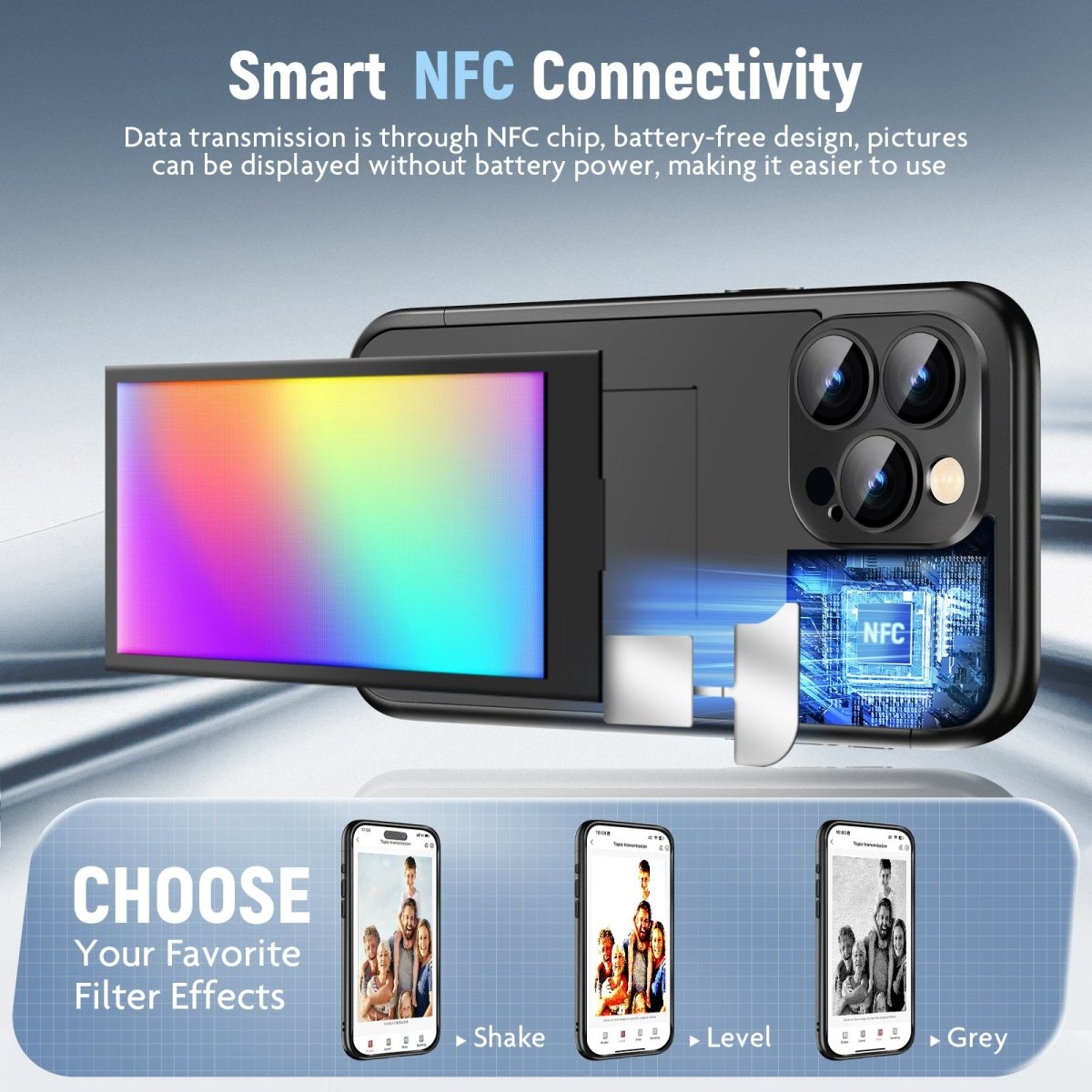 IPhone15 PRO PROMAX NFC Ink Screen Flip Phone Case Smart Creative DIY Custom All - Inclusive Case - NeraVault