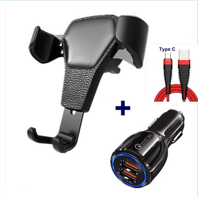 Leather grain gravity mobile phone car holder - NeraVault