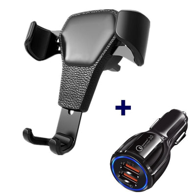 Leather grain gravity mobile phone car holder - NeraVault