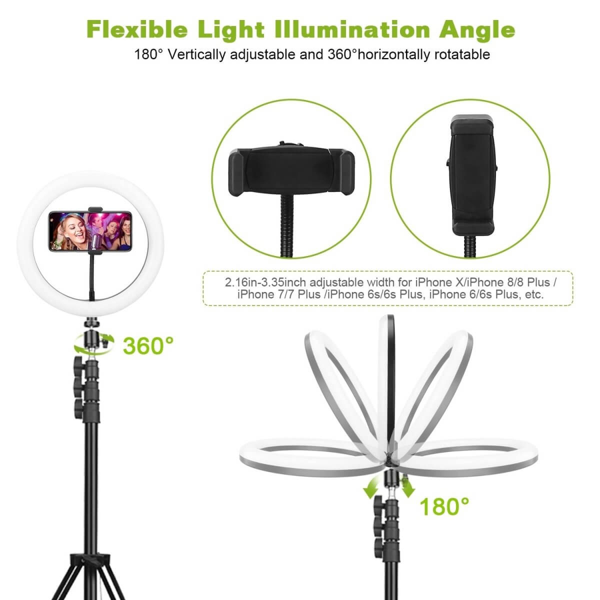 LED Selfie Ring Light Dimmable 120 LEDs Makeup Ring Lights With Adjustable Tripod Stand Cell Phone Holder - NeraVault