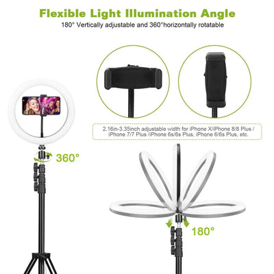LED Selfie Ring Light Dimmable 120 LEDs Makeup Ring Lights With Adjustable Tripod Stand Cell Phone Holder - NeraVault
