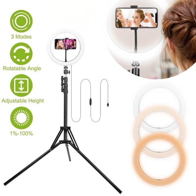 LED Selfie Ring Light Dimmable 120 LEDs Makeup Ring Lights With Adjustable Tripod Stand Cell Phone Holder - NeraVault