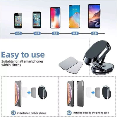 Magnetic Phone Holder For Car, Dashboard Car Phone Holder Mount Magnetic Stainless Steel Car Phone Holder - Dashboard Mount, Water - resistant, Rotatable - NeraVault