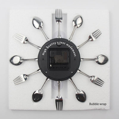 Metal Kitchen Wall Clock Creative  Kitchen Wall Clock 3D Modern Creative Kitchen Cutlery Spoon Fork Time Like Wall Clock Wall Sticker Room Home Decoration Quartz Wall Art Cutlery Mounted Clocks Modern Design Home Decorative
