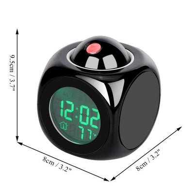 New Creative Attention Projection Digital Weather LCD Snooze Clock Projection Alarm Clock Wake Up Bedroom with Data and Temperature Display Talking Function LED Wall/Ceiling Projection Bell Alarm Display Backlight LED Projector Home Clock Timer