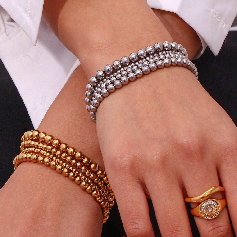 Niche Vintage Stainless Steel Plated 18K Elastic Bead Bracelet - NeraVault