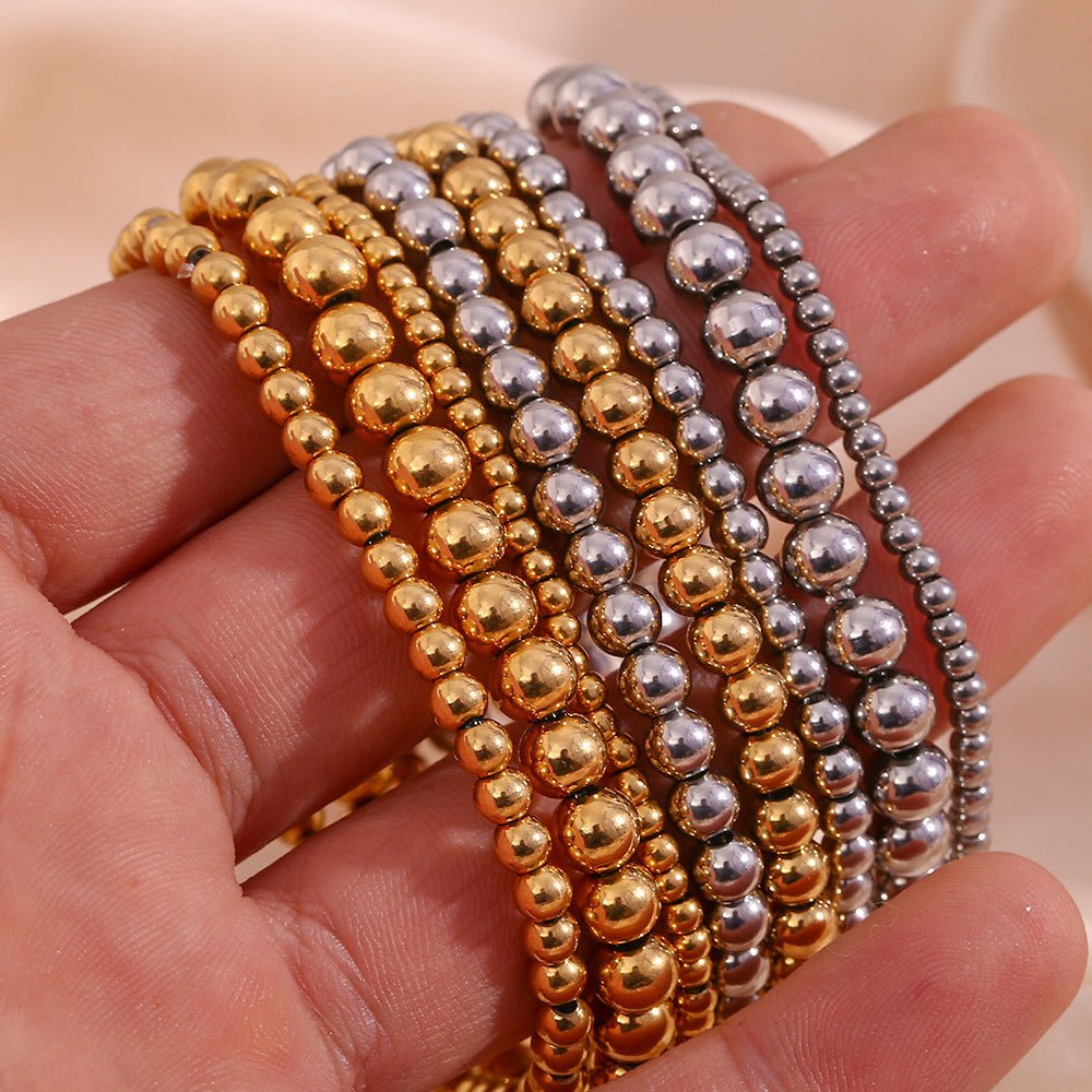 Niche Vintage Stainless Steel Plated 18K Elastic Bead Bracelet - NeraVault