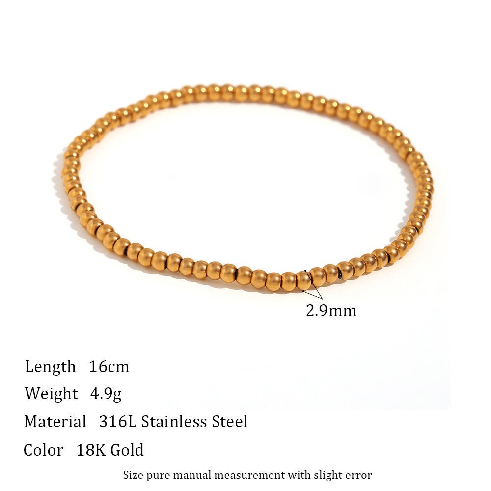 Niche Vintage Stainless Steel Plated 18K Elastic Bead Bracelet - NeraVault