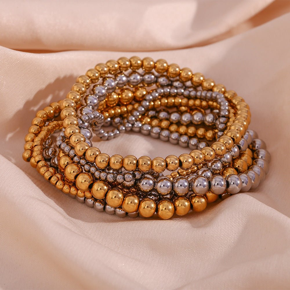 Niche Vintage Stainless Steel Plated 18K Elastic Bead Bracelet - NeraVault