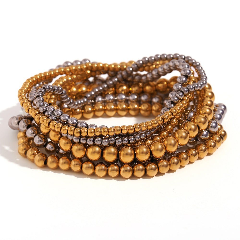 Niche Vintage Stainless Steel Plated 18K Elastic Bead Bracelet - NeraVault