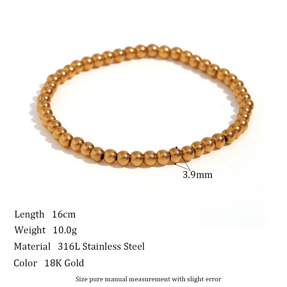 Niche Vintage Stainless Steel Plated 18K Elastic Bead Bracelet - NeraVault