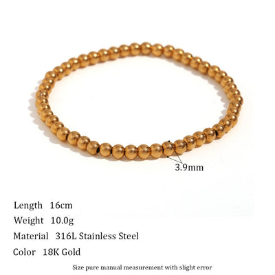 Niche Vintage Stainless Steel Plated 18K Elastic Bead Bracelet - NeraVault