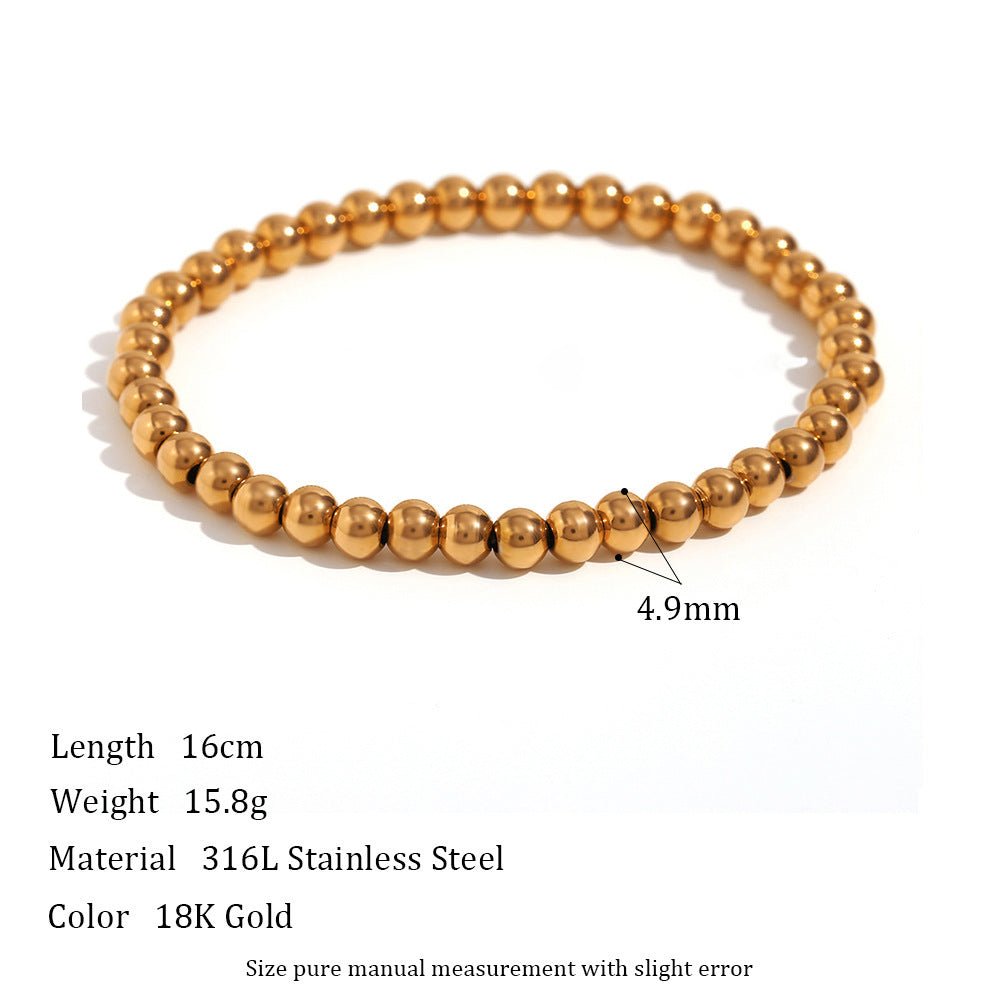 Niche Vintage Stainless Steel Plated 18K Elastic Bead Bracelet - NeraVault