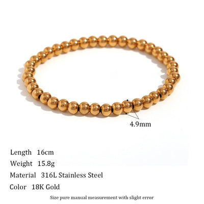 Niche Vintage Stainless Steel Plated 18K Elastic Bead Bracelet - NeraVault