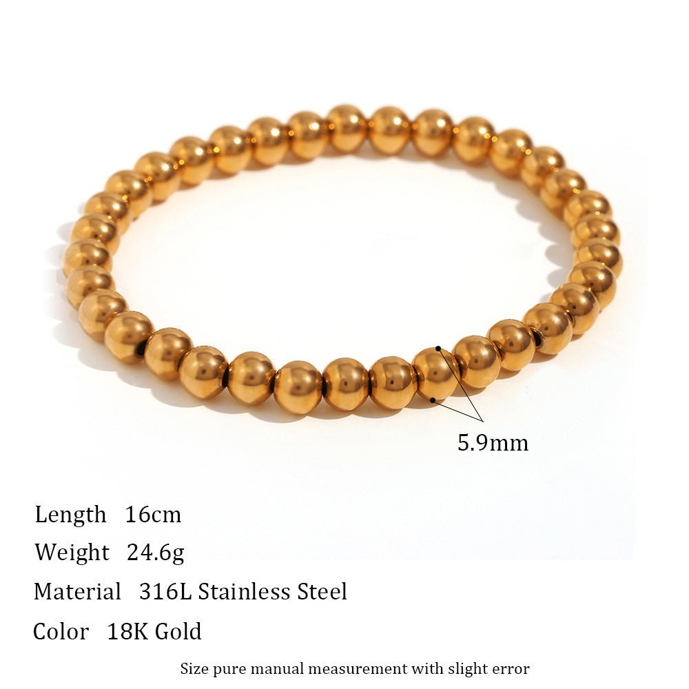 Niche Vintage Stainless Steel Plated 18K Elastic Bead Bracelet - NeraVault
