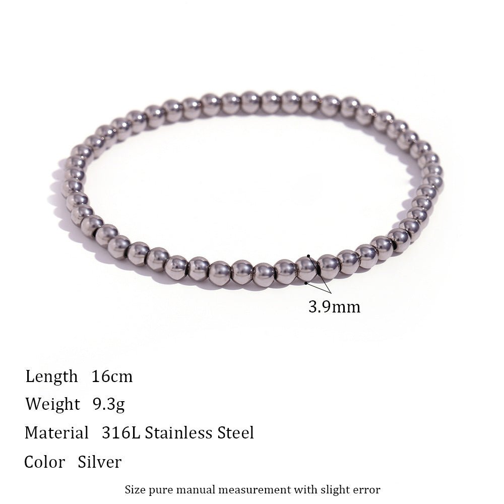 Niche Vintage Stainless Steel Plated 18K Elastic Bead Bracelet - NeraVault
