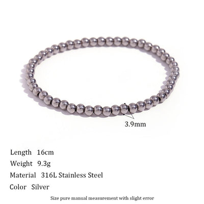 Niche Vintage Stainless Steel Plated 18K Elastic Bead Bracelet - NeraVault