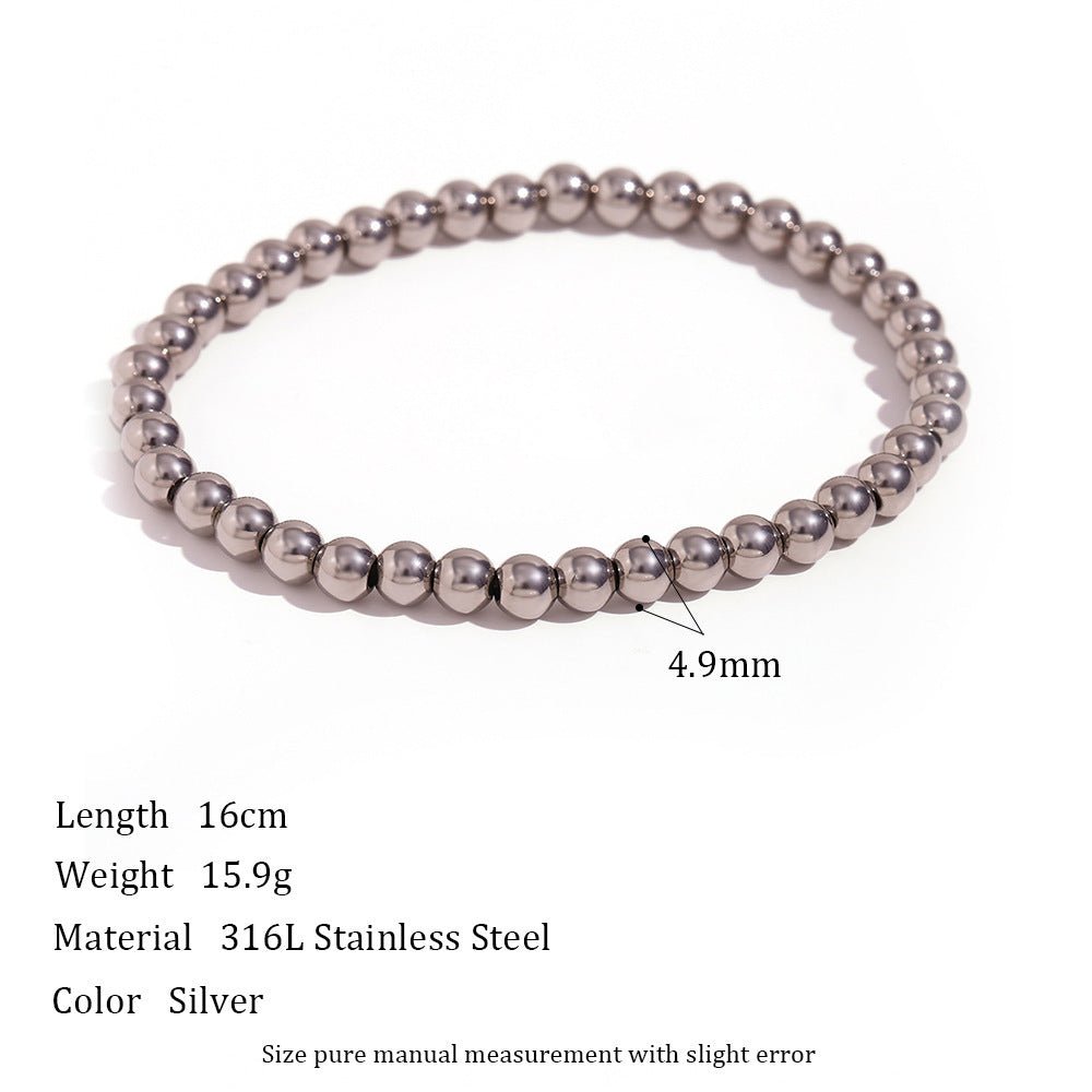 Niche Vintage Stainless Steel Plated 18K Elastic Bead Bracelet - NeraVault