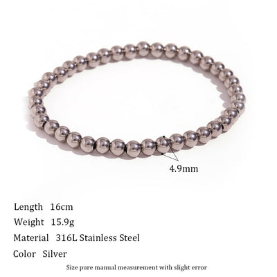 Niche Vintage Stainless Steel Plated 18K Elastic Bead Bracelet - NeraVault