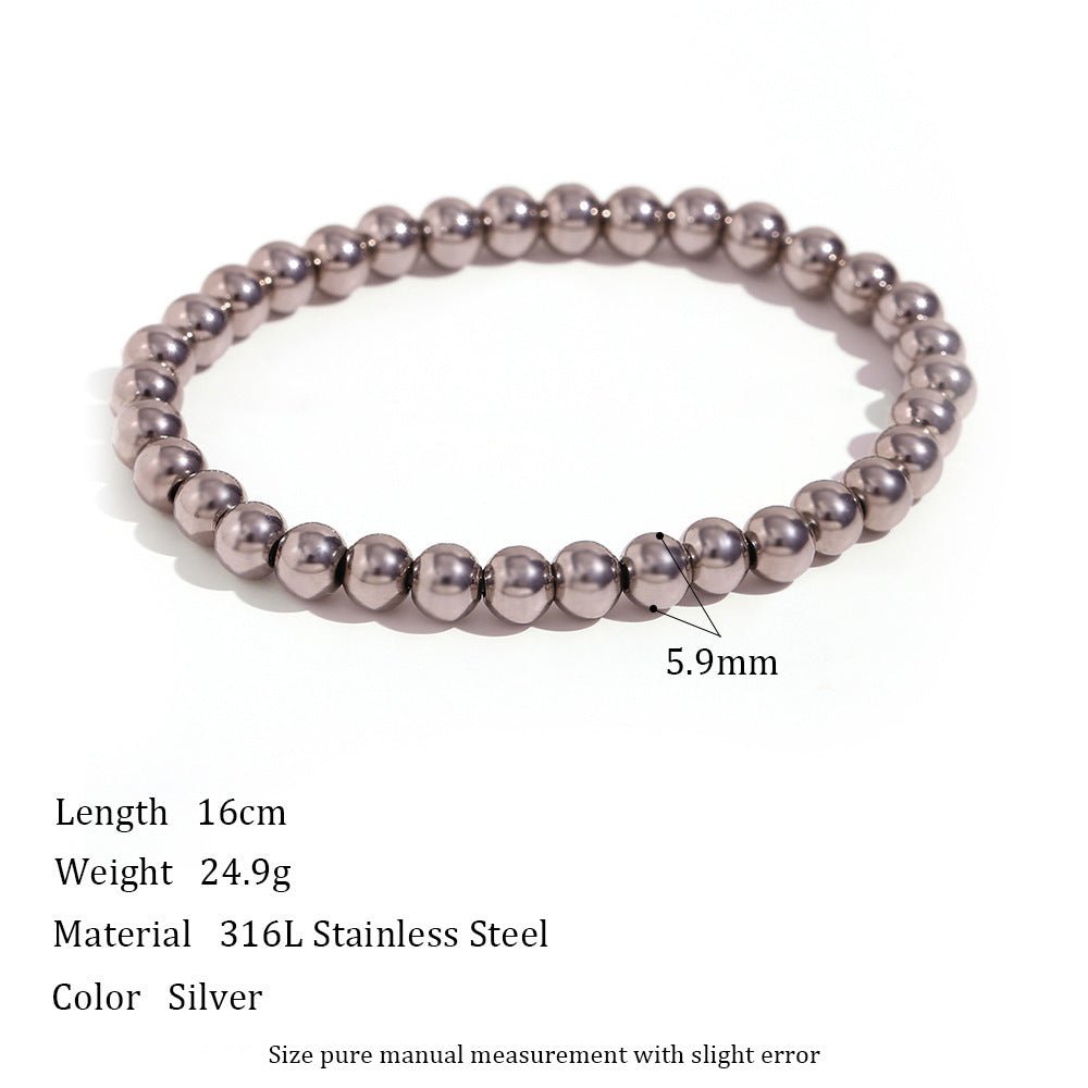 Niche Vintage Stainless Steel Plated 18K Elastic Bead Bracelet - NeraVault