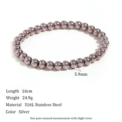 Niche Vintage Stainless Steel Plated 18K Elastic Bead Bracelet - NeraVault