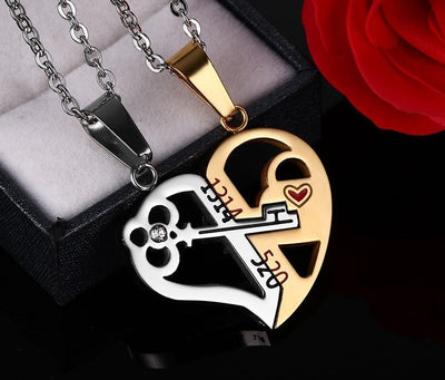 Pendant Love Necklace Set Lover Valentine Gifts Stainless Steel Chain Necklace - NeraVault
