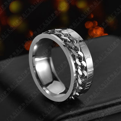 Roman Letter Rotatable Chain Rings Men Digital Titanium Steel RingFor Couple High Quality Multifunctional Bottle Opener Ring Spinner Jewelry Punk Gifts - NeraVault