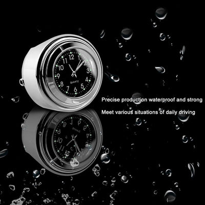 Universal 7/8" Waterproof Chrome Motorcycle Bike Handlebar Mount Quartz Clock Motorcycle Handlebar Clock, Motorcycle Modification Handlebar Mount Waterproof Quartz Clock Watch Accessories Watch Aluminum Luminous Clock Moto Black