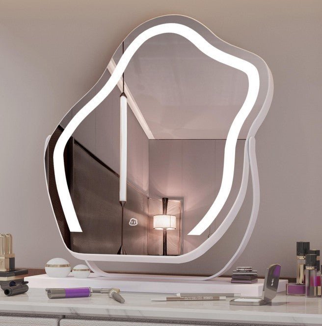 Vanity Makeup Cloud LED Mirror With Lights Strip Smart Control Wall Mount Decor Glass Hanging Removable - NeraVault