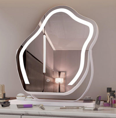 Vanity Makeup Cloud LED Mirror With Lights Strip Smart Control Wall Mount Decor Glass Hanging Removable - NeraVault